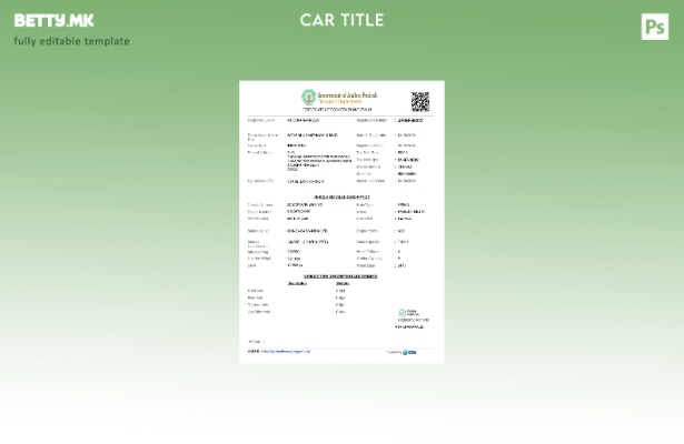 Шаблон за уверение за регистрација на државни возила во модерен стил во Индија А